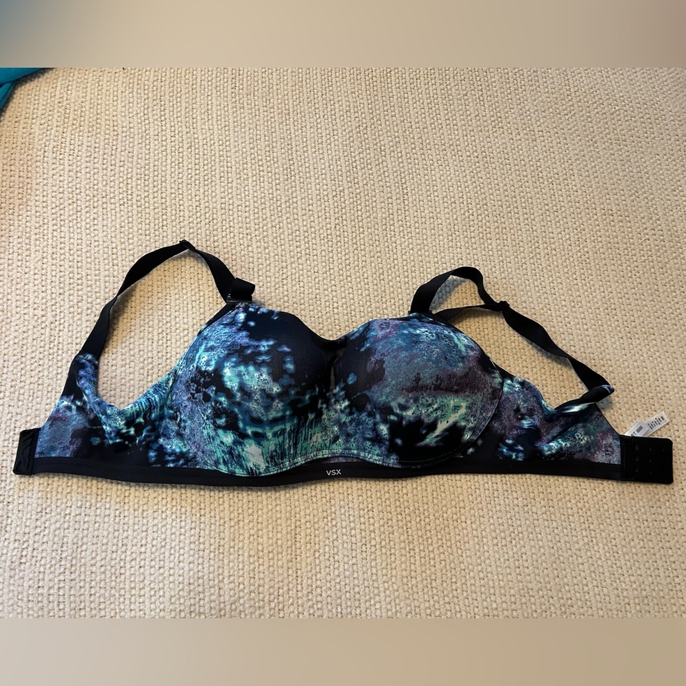 Victoria’s Secret VSX sports bra 34DD marble blue/black/purple